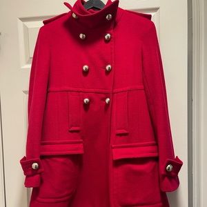 BARELY WORN RED WOOL VIA SPIGA COAT